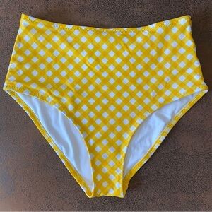 High Waist Gingham Yellow Swim Bottom